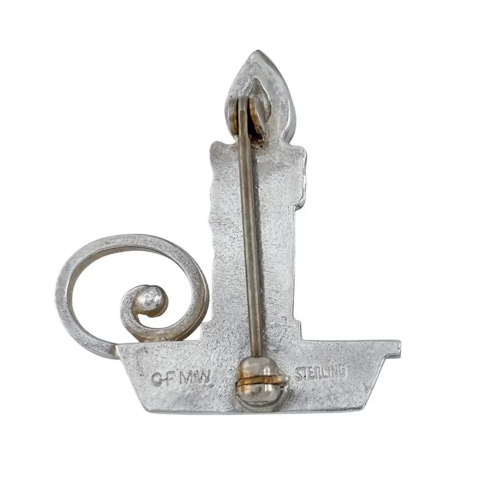 Vintage Sterling Silver 925 Opal Candle Brooch